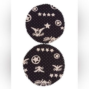 VINTAGE BLACK & WHITE AMERICAN PATRIOTIC FABRIC THEMED JAR COVERS SET OF 2 🖤🤍